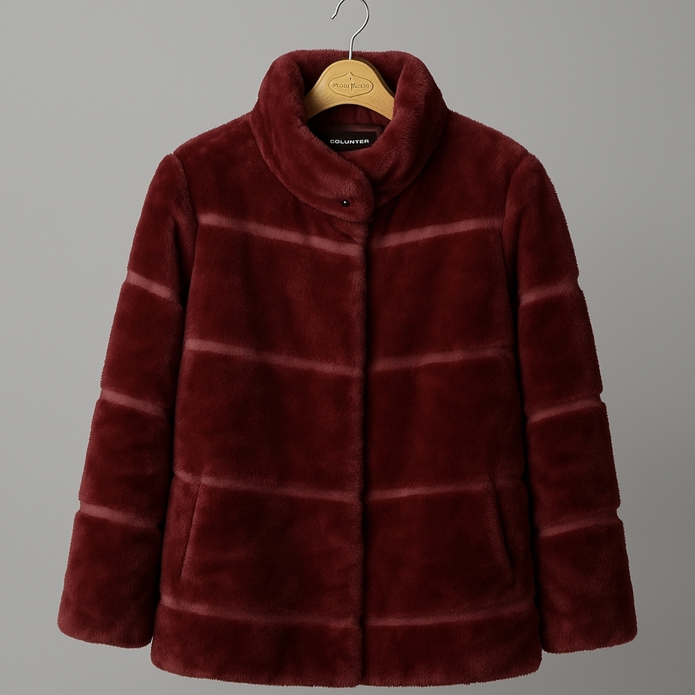 Colleen Lopez Burgundy Faux Fur Teddy Coat Size Xs | MSRP $150 NWOT